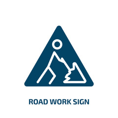 Poster - road work sign icon from traffic signs collection. Filled road work sign, danger, road glyph icons isolated on white background. Black vector road work sign sign, symbol for web design and mobile apps