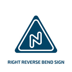 Poster - right reverse bend sign icon from traffic signs collection. Filled right reverse bend sign, turn, right glyph icons isolated on white background. Black vector right reverse bend sign sign, symbol for