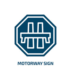 Poster - motorway sign icon from traffic signs collection. Filled motorway sign, road, motorway glyph icons isolated on white background. Black vector motorway sign sign, symbol for web design and mobile apps
