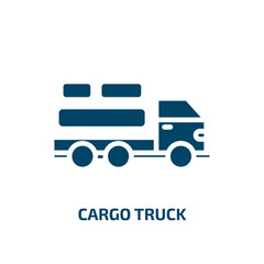 Poster - cargo truck icon from transportation collection. Filled cargo truck, cargo, van glyph icons isolated on white background. Black vector cargo truck sign, symbol for web design and mobile apps