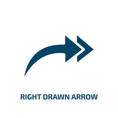 Poster - right drawn arrow icon from user interface collection. Filled right drawn arrow, down, up glyph icons isolated on white background. Black vector right drawn arrow sign, symbol for web design and