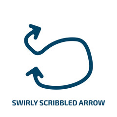 Poster - swirly scribbled arrow icon from user interface collection. Filled swirly scribbled arrow, user interface, arrow glyph icons isolated on white background. Black vector swirly scribbled arrow sign,