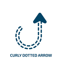 Poster - curly dotted arrow icon from user interface collection. Filled curly dotted arrow, curly, doodle glyph icons isolated on white background. Black vector curly dotted arrow sign, symbol for web design