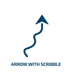 Poster - arrow with scribble icon from user interface collection. Filled arrow with scribble, arrow, doodle glyph icons isolated on white background. Black vector arrow with scribble sign, symbol for web