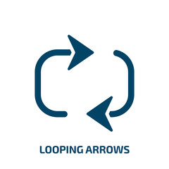 Poster - looping arrows icon from user interface collection. Filled looping arrows, arrow, loop glyph icons isolated on white background. Black vector looping arrows sign, symbol for web design and mobile apps