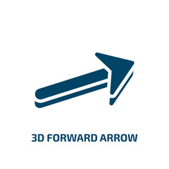 Poster - 3d forward arrow icon from user interface collection. Filled 3d forward arrow, arrow, direction glyph icons isolated on white background. Black vector 3d forward arrow sign, symbol for web design and