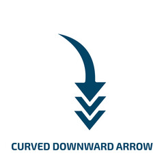 Poster - curved downward arrow icon from user interface collection. Filled curved downward arrow, arrow, pointer glyph icons isolated on white background. Black vector curved downward arrow sign, symbol for