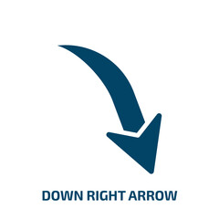 Poster - down right arrow icon from user interface collection. Filled down right arrow, cursor, next glyph icons isolated on white background. Black vector down right arrow sign, symbol for web design and