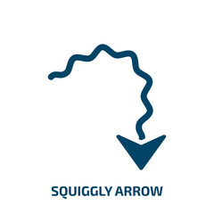 Poster - squiggly arrow icon from user interface collection. Filled squiggly arrow, doodle, sketch glyph icons isolated on white background. Black vector squiggly arrow sign, symbol for web design and mobile