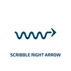 Poster - scribble right arrow icon from user interface collection. Filled scribble right arrow, down, pen glyph icons isolated on white background. Black vector scribble right arrow sign, symbol for web design