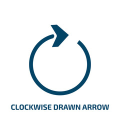 Poster - clockwise drawn arrow icon from user interface collection. Filled clockwise drawn arrow, clockwise, down glyph icons isolated on white background. Black vector clockwise drawn arrow sign, symbol for
