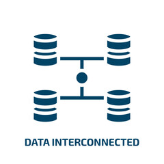Poster - data interconnected icon from user interface collection. Filled data interconnected, communication, internet glyph icons isolated on white background. Black vector data interconnected sign, symbol for