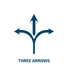 Poster - three arrows icon from user interface collection. Filled three arrows, three, circular glyph icons isolated on white background. Black vector three arrows sign, symbol for web design and mobile apps