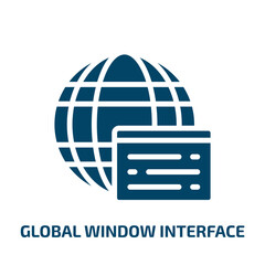Poster - global window interface icon from user interface collection. Filled global window interface, page, internet glyph icons isolated on white background. Black vector global window interface sign, symbol