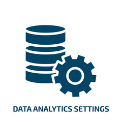 Poster - data analytics settings icon from user interface collection. Filled data analytics settings, data, analytics glyph icons isolated on white background. Black vector data analytics settings sign, symbol