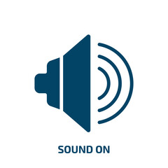 Poster - sound on icon from user interface collection. Filled sound on, sound, radio glyph icons isolated on white background. Black vector sound on sign, symbol for web design and mobile apps
