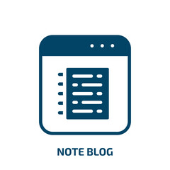 Poster - note blog icon from user interface collection. Filled note blog, blog, note glyph icons isolated on white background. Black vector note blog sign, symbol for web design and mobile apps