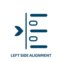 Poster - left side alignment icon from user interface collection. Filled left side alignment, left, align glyph icons isolated on white background. Black vector left side alignment sign, symbol for web design