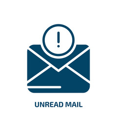 Poster - unread mail icon from user interface collection. Filled unread mail, mail, email glyph icons isolated on white background. Black vector unread mail sign, symbol for web design and mobile apps