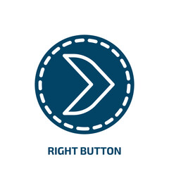 Poster - right button icon from user interface collection. Filled right button, button, right glyph icons isolated on white background. Black vector right button sign, symbol for web design and mobile apps