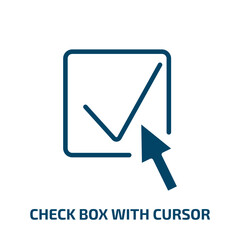 Poster - check box with cursor icon from user interface collection. Filled check box with cursor, cursor, document glyph icons isolated on white background. Black vector check box with cursor sign, symbol for