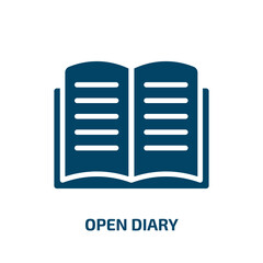 Poster - open diary icon from user interface collection. Filled open diary, education, book glyph icons isolated on white background. Black vector open diary sign, symbol for web design and mobile apps
