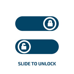 Poster - slide to unlock icon from user interface collection. Filled slide to unlock, slider, screen glyph icons isolated on white background. Black vector slide to unlock sign, symbol for web design and