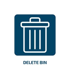 Poster - delete bin icon from user interface collection. Filled delete bin, bin, delete glyph icons isolated on white background. Black vector delete bin sign, symbol for web design and mobile apps