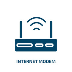 Poster - internet modem icon from user interface collection. Filled internet modem, router, modem glyph icons isolated on white background. Black vector internet modem sign, symbol for web design and mobile