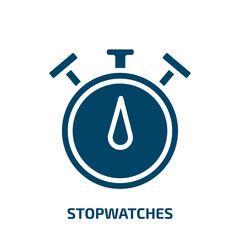 Poster - stopwatches icon from user interface collection. Filled stopwatches, stopwatch, business glyph icons isolated on white background. Black vector stopwatches sign, symbol for web design and mobile apps