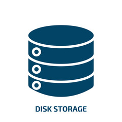 Poster - disk storage icon from user interface collection. Filled disk storage, storage, data glyph icons isolated on white background. Black vector disk storage sign, symbol for web design and mobile apps