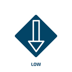 Poster - low icon from user interface collection. Filled low, energy, battery glyph icons isolated on white background. Black vector low sign, symbol for web design and mobile apps