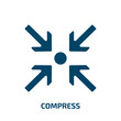 compress icon from user interface collection. Filled compress, data, file glyph icons isolated on white background. Black vector compress sign, symbol for web design and mobile apps
