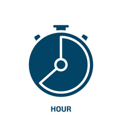 Poster - hour icon from user interface collection. Filled hour, time, business glyph icons isolated on white background. Black vector hour sign, symbol for web design and mobile apps