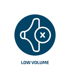 Poster - low volume icon from user interface collection. Filled low volume, sound, button glyph icons isolated on white background. Black vector low volume sign, symbol for web design and mobile apps