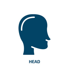 Poster - head icon from user interface collection. Filled head, business, human glyph icons isolated on white background. Black vector head sign, symbol for web design and mobile apps