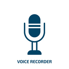 Poster - voice recorder icon from user interface collection. Filled voice recorder, voice, audio glyph icons isolated on white background. Black vector voice recorder sign, symbol for web design and mobile