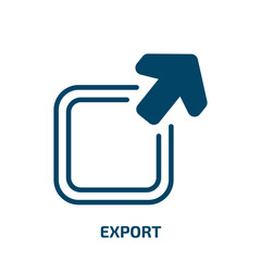 Poster - export icon from user interface collection. Filled export, box, delivery glyph icons isolated on white background. Black vector export sign, symbol for web design and mobile apps