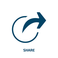 Poster - share icon from user interface collection. Filled share, communication, group glyph icons isolated on white background. Black vector share sign, symbol for web design and mobile apps