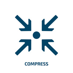 Poster - compress icon from user interface collection. Filled compress, data, file glyph icons isolated on white background. Black vector compress sign, symbol for web design and mobile apps