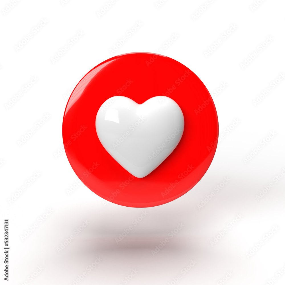 3d instagram like icon in circle. 3d heart love icon 스톡 일러스트레이션 | Adobe  Stock