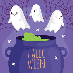 Sticker - halloween lettering with ghosts