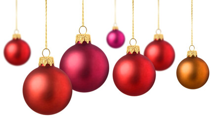 Wall Mural - red christmas decoration balls hanging isolated