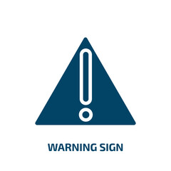 Poster - warning sign icon from construction tools collection. Filled warning sign, warning, attention glyph icons isolated on white background. Black vector warning sign sign, symbol for web design and mobile