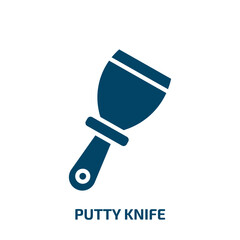 Poster - putty knife icon from construction tools collection. Filled putty knife, construction, work glyph icons isolated on white background. Black vector putty knife sign, symbol for web design and mobile