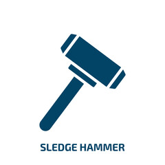 Poster - sledge hammer icon from construction tools collection. Filled sledge hammer, tool, hammer glyph icons isolated on white background. Black vector sledge hammer sign, symbol for web design and mobile