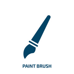 Poster - paint brush icon from construction tools collection. Filled paint brush, paint, brush glyph icons isolated on white background. Black vector paint brush sign, symbol for web design and mobile apps