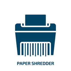 Poster - paper shredder icon from business and analytics collection. Filled paper shredder, shredder, office glyph icons isolated on white background. Black vector paper shredder sign, symbol for web design