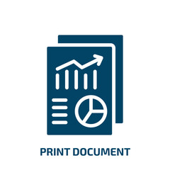 Poster - print document icon from business and finance collection. Filled print document, document, paper glyph icons isolated on white background. Black vector print document sign, symbol for web design and
