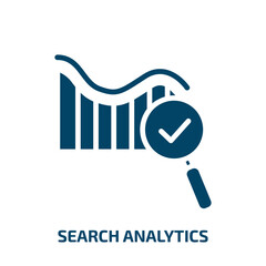 Poster - search analytics icon from business and analytics collection. Filled search analytics, data, analytics glyph icons isolated on white background. Black vector search analytics sign, symbol for web